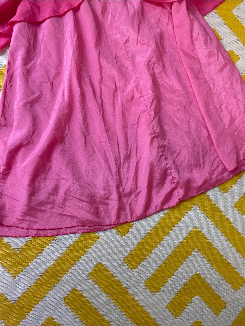 Girls Fuchsia Satin Party Dress with Lace Bodice